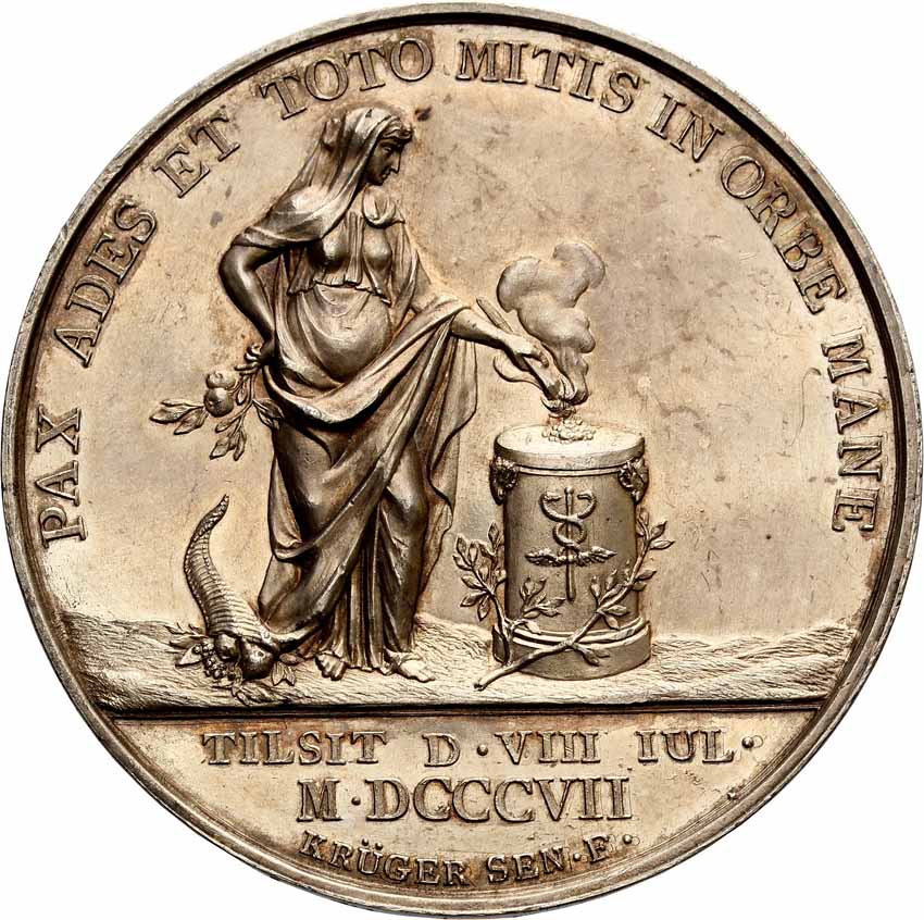 Księstwo Warszawskie. Medal 1807, Pokój w Tylży, srebro